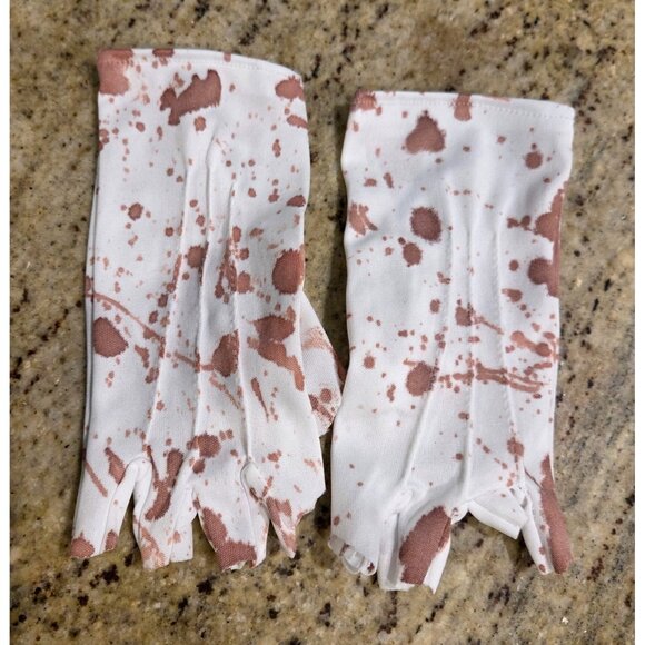 Fingerless White Fake Bloody Gloves Art the Clown Costume Pennywise One Size - Picture 1 of 11